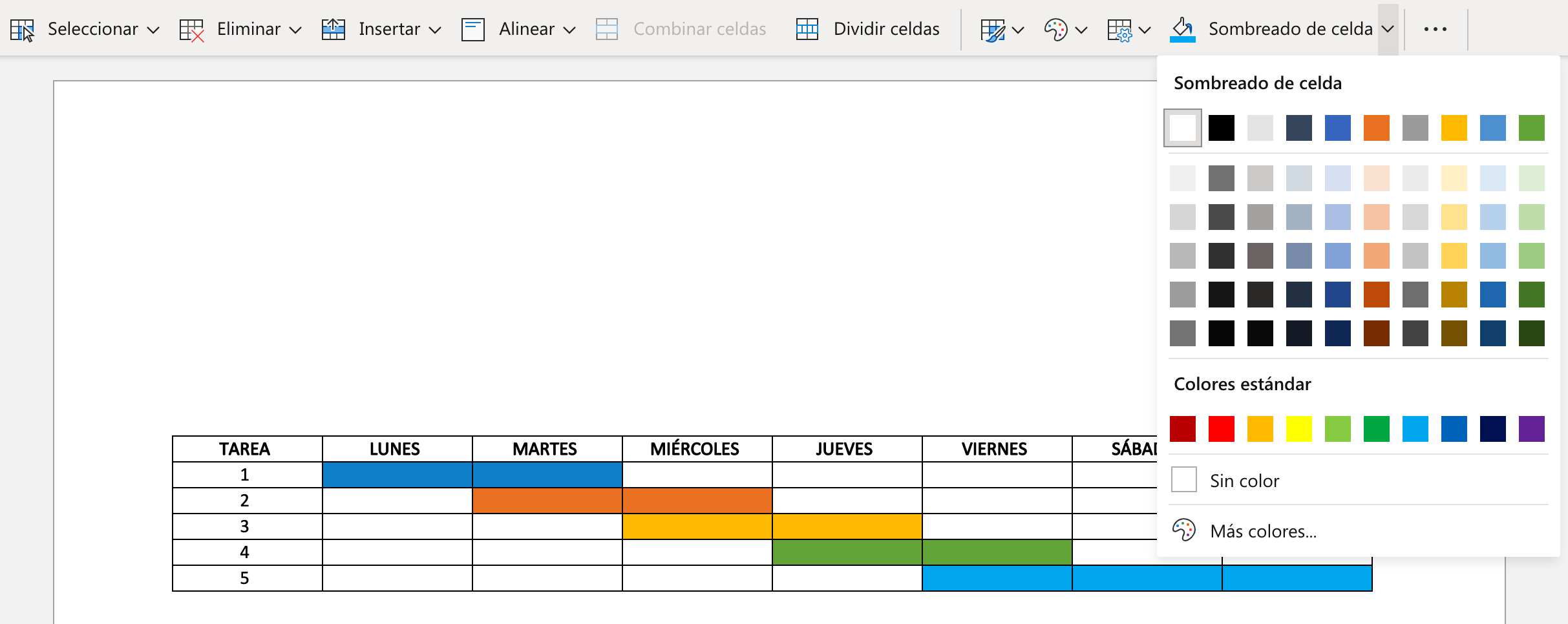 diagrama de gantt en word