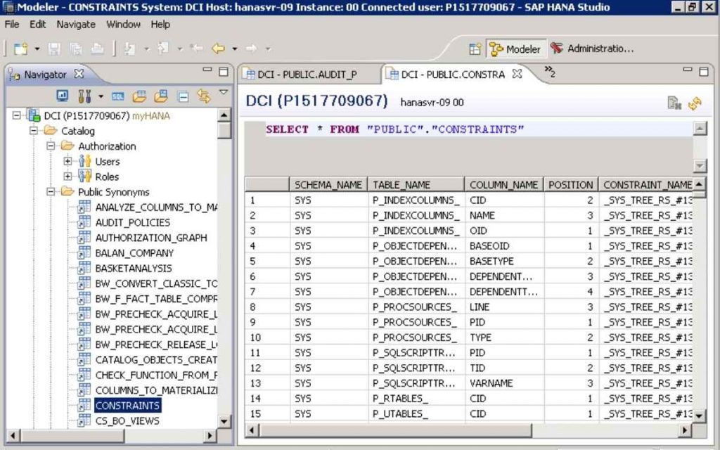 en la imagen se ve la interfaz de sap hana, para ejemplificar lo que es una tabla en base de datos. 