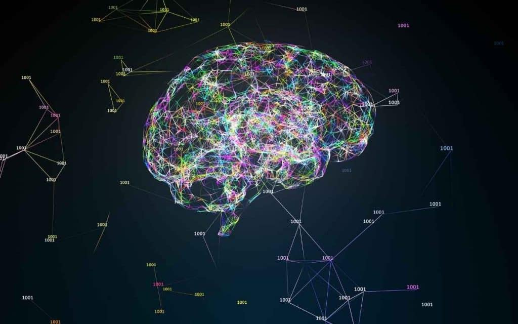 Vemos que es el deep learning con una imagen de un cerebro y sus multiples conexiones