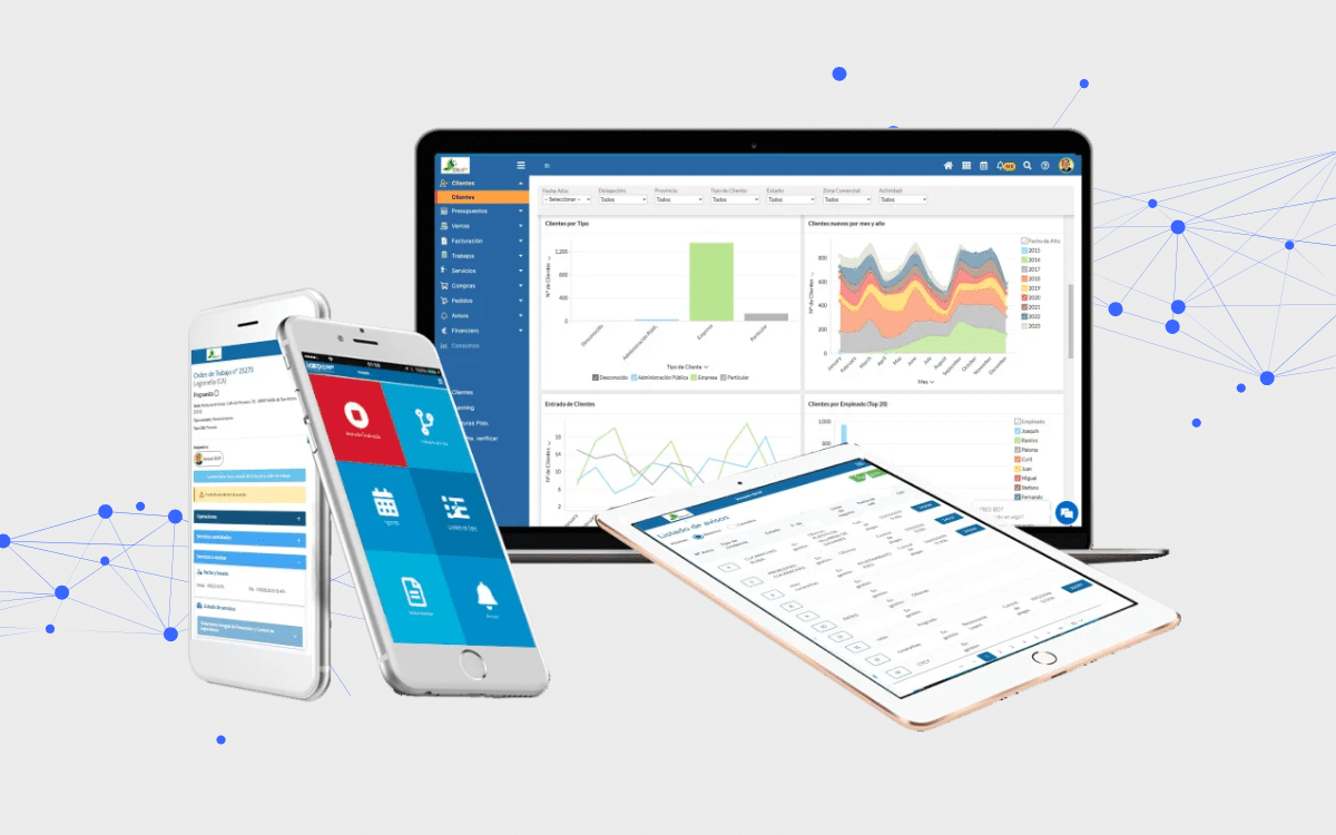 imagen de la interfaz del ERP iGEO en diferentes dispositivos.