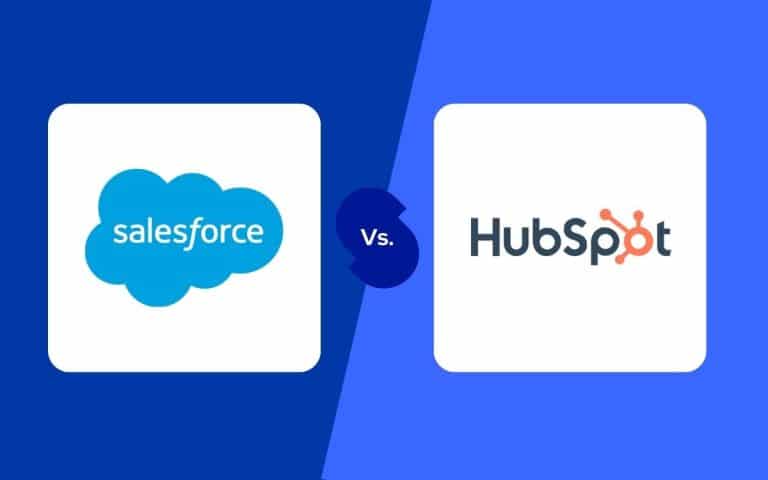 En la imagen se ve el logo de salesforce vs. hubspot