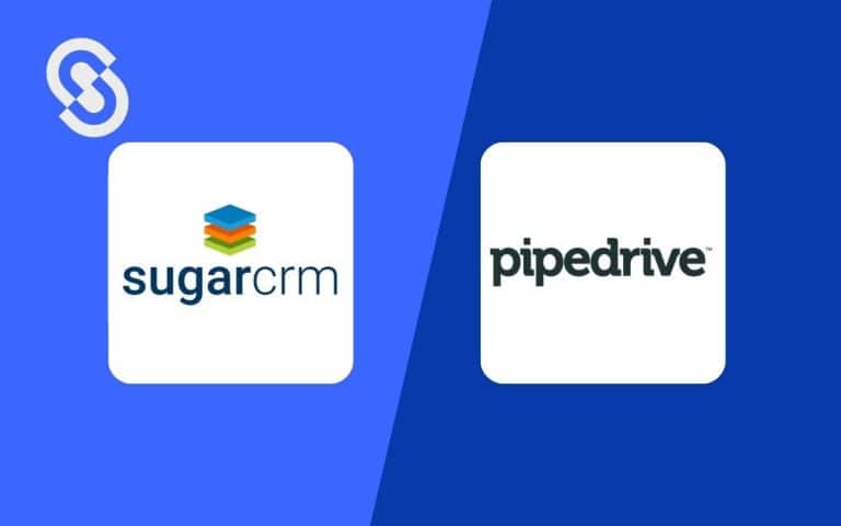En la imagen se ven los logos de SugarCRM vs pipedrive.