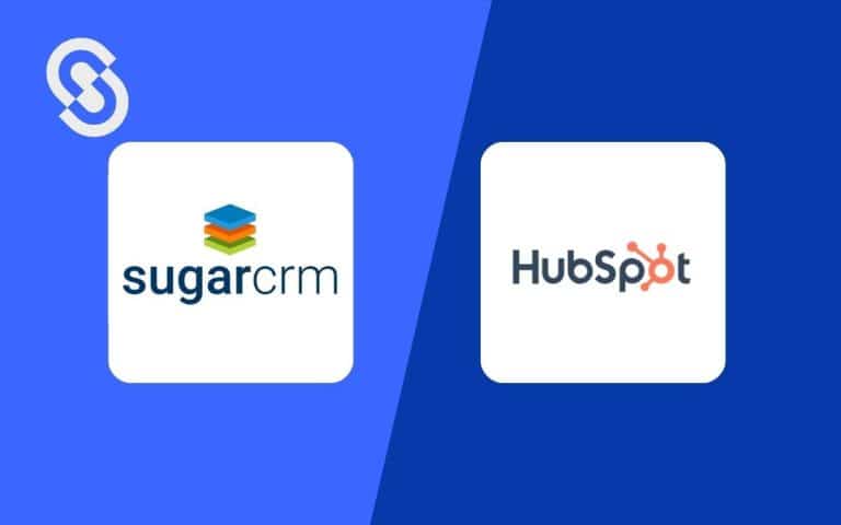 En la imagen se ve el logo de sugarcrm vs hubspot
