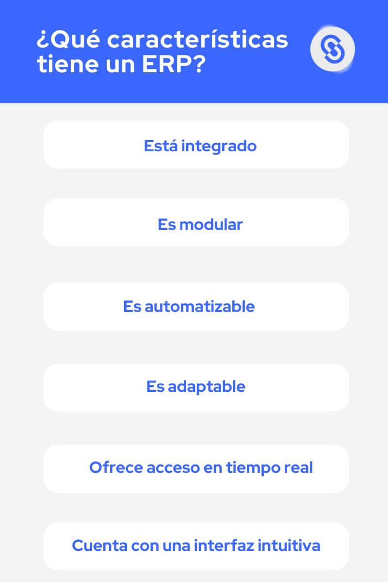 en laimagen se ve una infografia sobre las caracteristicas de un erp en comparasoftware